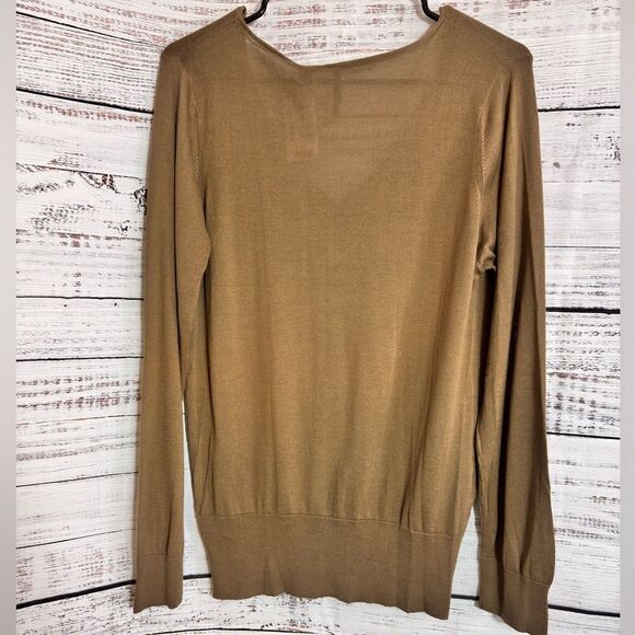 Isda & Co sweater Womens size large Knit peruvian pima Cotton ginger V Neck New - Picture 4 of 11